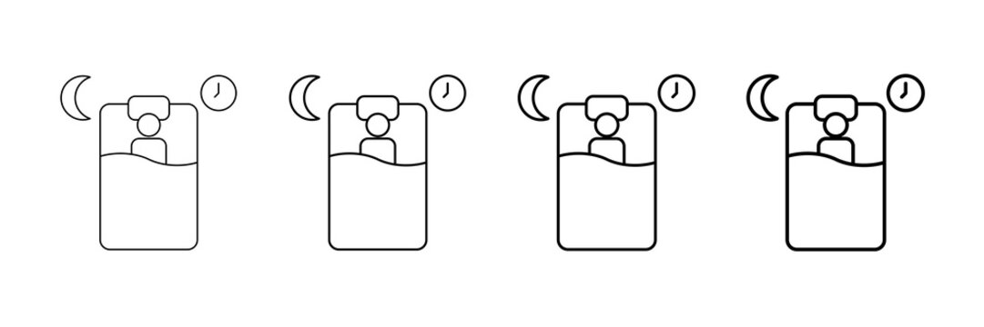Sleep Routine Icons Vector Set In Different Stroke Line Style