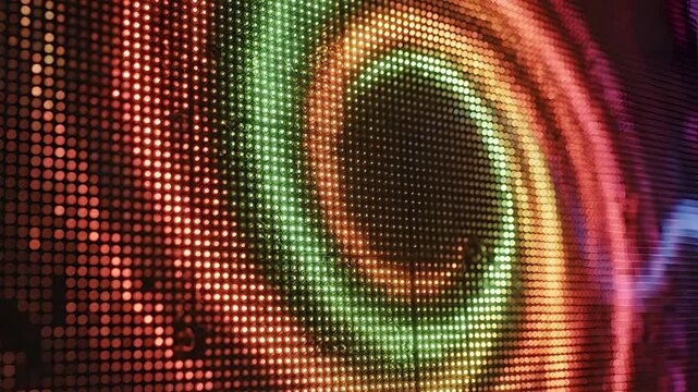 Abstract Digital Display of Colorful Swirling Patterns and Light Grids.