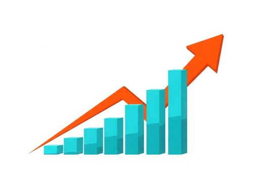 Growing business growth chart with upward arrow
