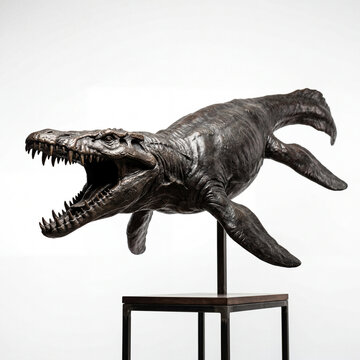 Sculptural Kronosaurus With Powerful Jaws And Marine Adaptations For Prehistoric Ocean Creature Poster Design Art