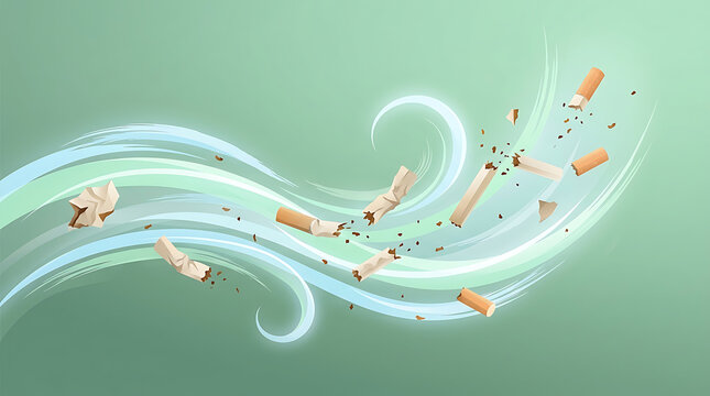 Celebrate World No Tobacco Day by embracing a smoke-free future where clean air swirls away harmful cigarette remnants