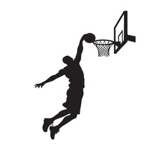 Basketball Player Slam Dunk Silhouette Vector © Sohale