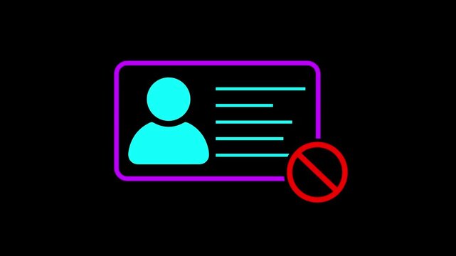 ID card warning animation. Personal data verification not approved motion. id card Verification Error Concept design. Information not valid 4k video.