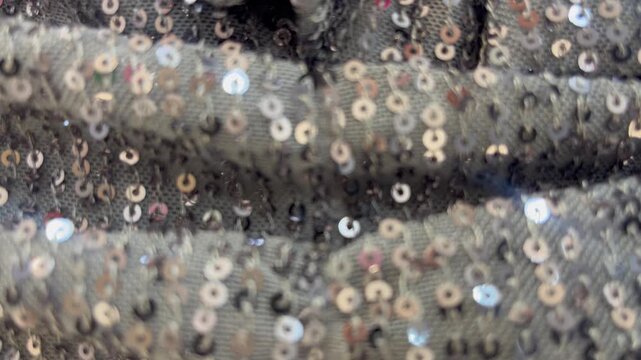 Golden Sequins Fabric Texture Background Close Up
