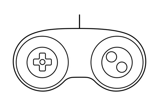 Retro style game controller with buttons and dpad vector outline icon