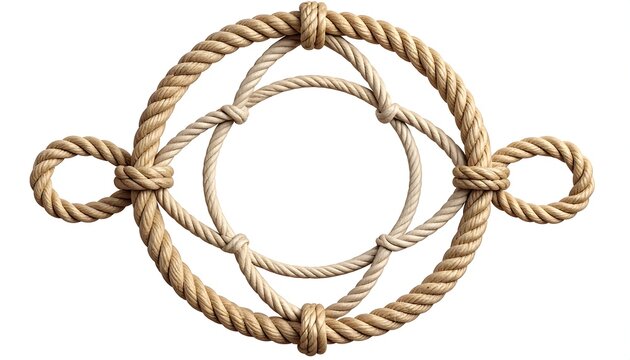 Beige rope circle frame with intricate knots