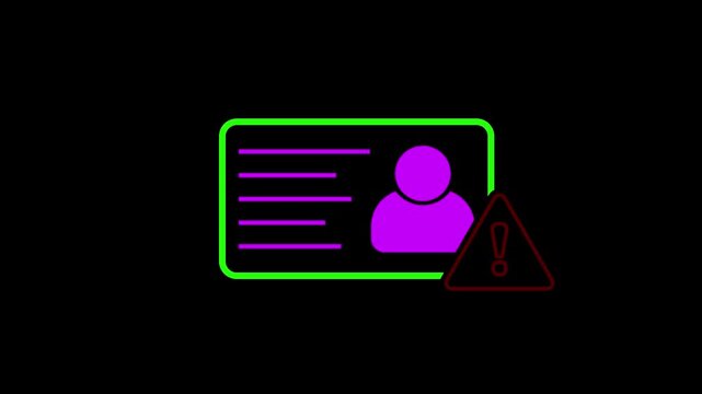 ID card warning animation. Personal data verification not approved motion. id card Verification Error Concept design. Information not valid 4k video.
