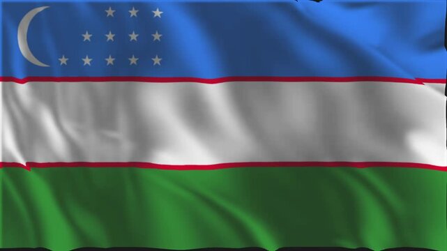 Flag of Uzbekistan waving slowly as a patriotic gesture