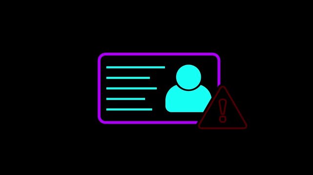 ID card warning animation. Personal data verification not approved motion. id card Verification Error Concept design. Information not valid 4k video.