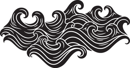 Fototapeta premium Black and White Swirling Wave Design Element