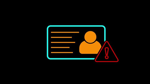 ID card warning animation. Personal data verification not approved motion. id card Verification Error Concept design. Information not valid 4k video.