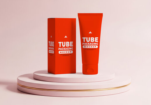 Cosmetic Tube Packaging Mockup With Minimal Style