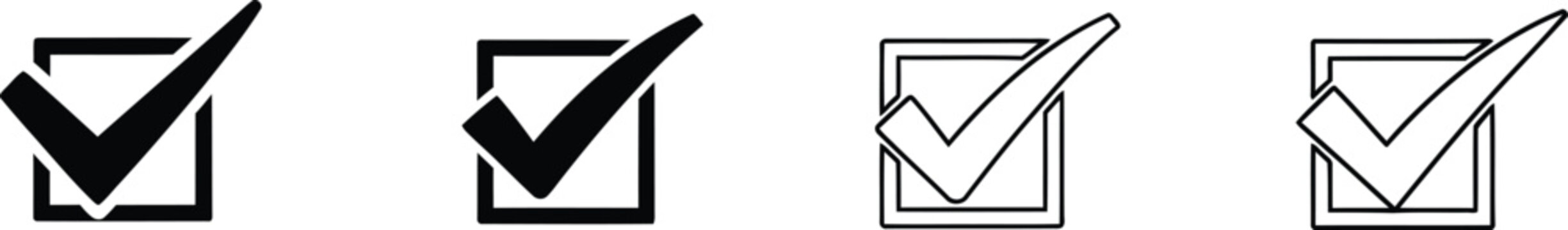 Checkmark icons set different styles black and white with check mark UI design checkmark checkbox confirmation approval complete accepted