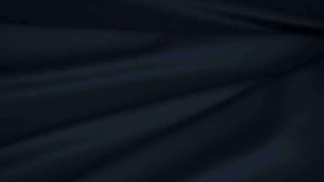 Black dark gray graphite blue white silk fabric with soft lines of folds. Elegant drapery luxury abstract textile background. Muted dusty cool shade. Empty blank minimal. Design.