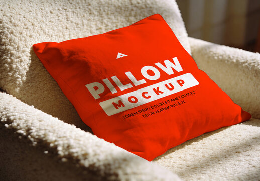 Soft Pillow Branding Mockup On Sofa Interior