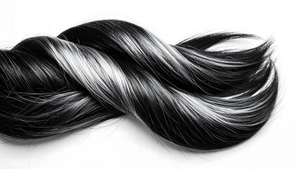 Naklejka premium Black and white hair strands in a twist
