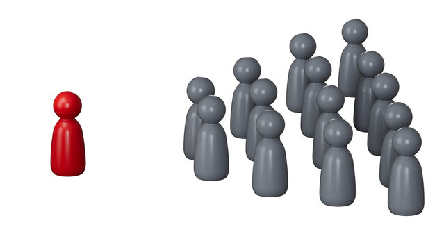 Wooden figurines in the shape of people silhouette, communication concept.Leadership with business success concept.Supports PNG files with transparent backgrounds.