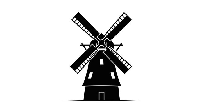 Windmill Silhouette Icon.