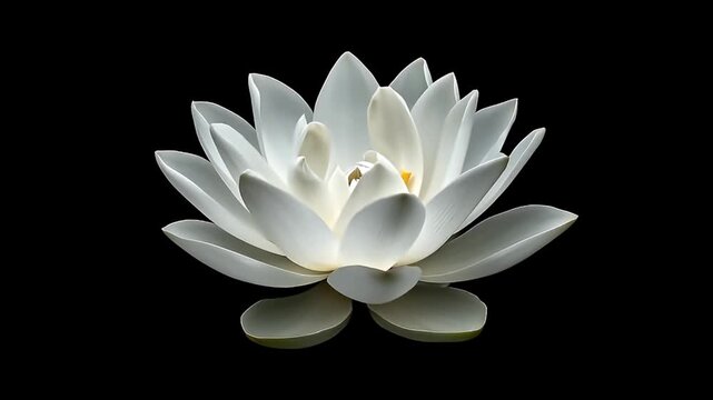 白蓮が黒背景に静かに咲く幻想的な装飾用途にも便利な横動画素材