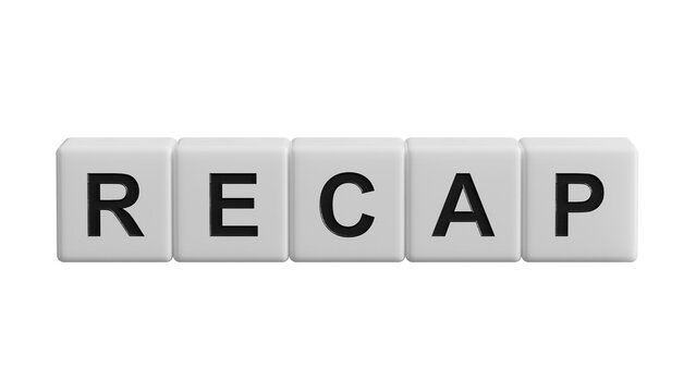 Recap symbol. wooden cubes with word Recap.Recap concept. Copy space.close up of wooden cubes,Business Concept.Supports PNG files with transparent backgrounds.