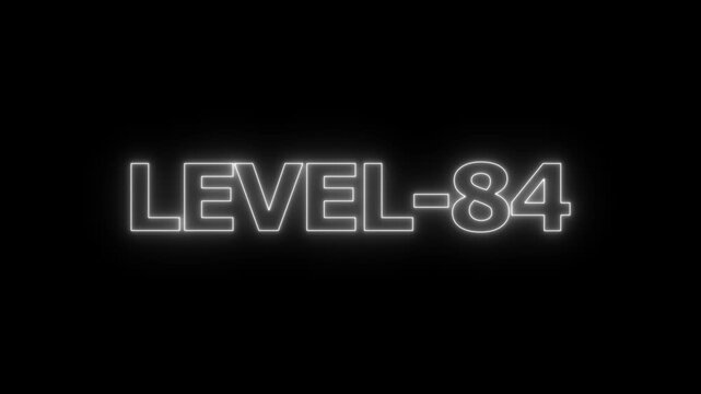 White neon outline text displaying level 84 on a solid black background for gaming interface