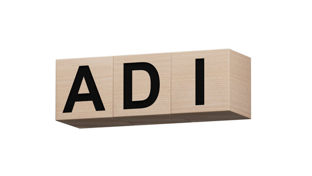 Lettering adi on wooden cubes.close up of wooden cubes,Business Concept.Supports PNG files with transparent backgrounds.