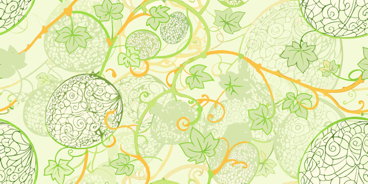 melon pattern a decorative pattern showing melons and leaves