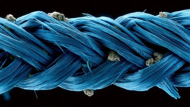 Extreme Close-Up of Blue Anodized Aluminum Interlocking with Rough Pumice Showing Friction Texture