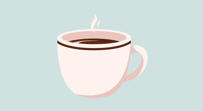 A steaming hot white coffee mug.
