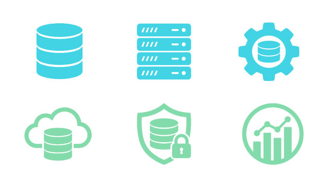 Technology infrastructure and cloud service vector icon set.