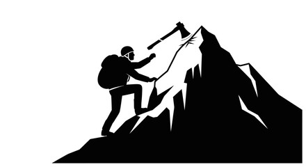 Silhouette of Climber Ascending Rocky Mountain Peak © yanto