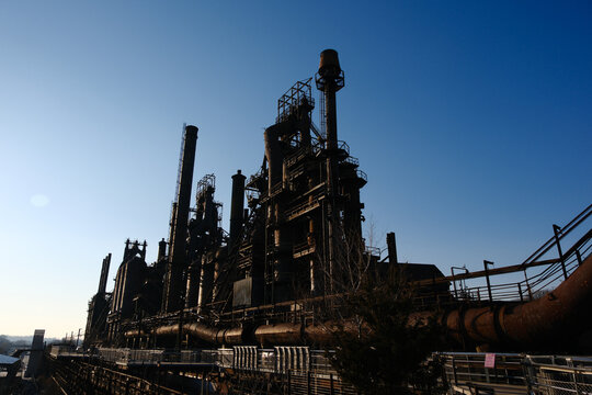 Dusk looking out over part of the massive structure of the Bethlehem Steelworks