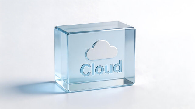 Glass block with cloud icon and text symbolizing the limitless potential of digital design