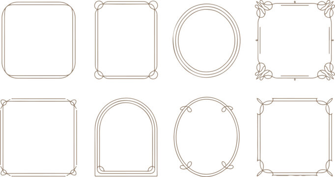 Set of decorative vintage frames and borders for invitation cards and photos vector design on transparent background.