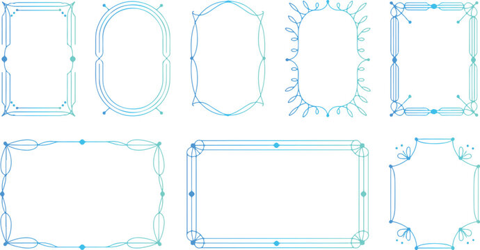 Set of decorative vintage frames and border designs for artistic documents