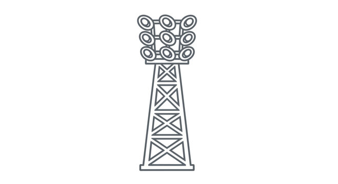 Stadium floodlight tower icon, outline vector illustration, simple design