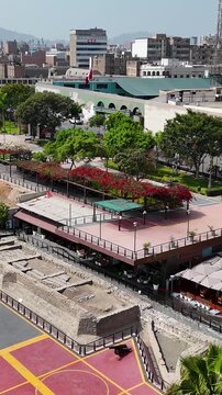 Parque La Muralla In Lima Capital City Of Peru. Historical Centre Landscape. Touristic Attraction. Urban Park. Parque La Muralla In Lima Capital City Of Peru.