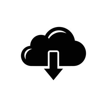 Black Cloud with Download Arrow Icon.