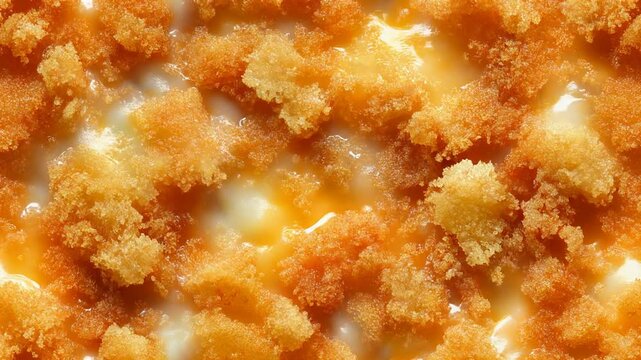 Macro Texture of Crispy Golden Fried Breadcrumbs Breading Background