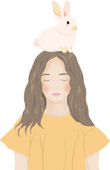 토끼와 소녀 © Yuni Print