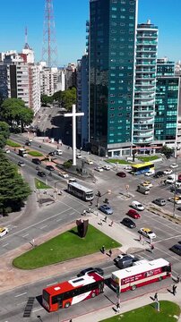 The Pope Cross At Montevideo In Maldonado Uruguay. Three Crosses Terminal. Downtown Cityscape. Cultural Heritage Skyline. The Pope Cross At Montevideo In Maldonado Uruguay. Pope Square.