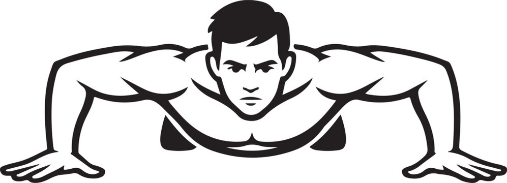 Man performing push-up exercise with intense focus during workout for fitness motivation