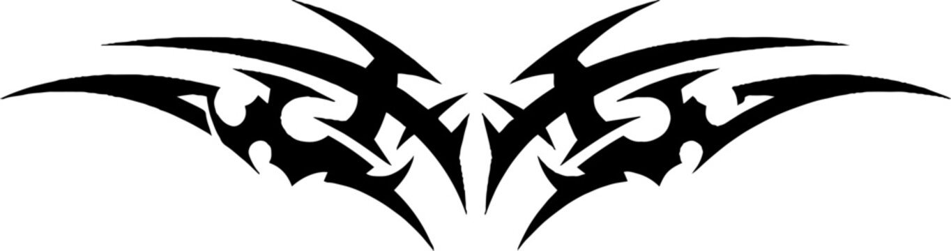 Horizontal tribal tattoo ornament with sharp edges