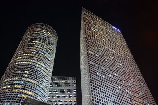 TEL AVIV ISRAEL: Azrieli Center is a complex of skyscrapers. The center was originally designed by Israeli-American architect Eli Attia and after developer of the center David Azrieli