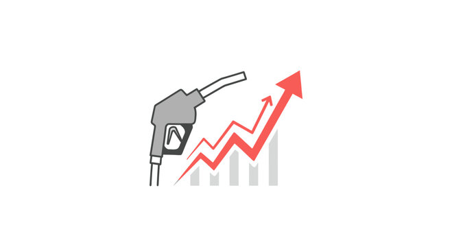 Fuel Pump Nozzle with Upward Trending Graph, Rising Gas Prices