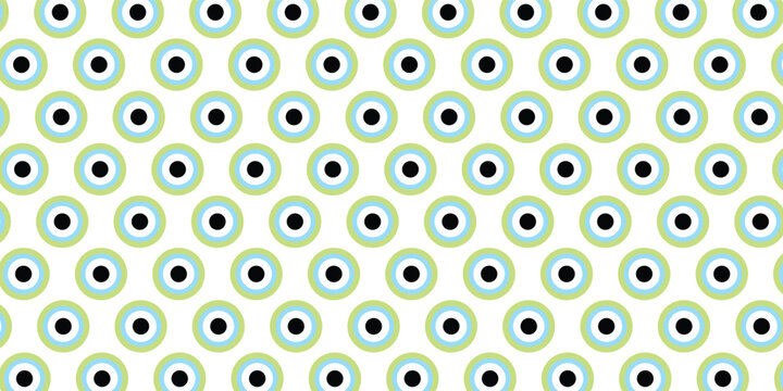 Evil Eye Vector Seamless Pattern Digital Paper &ndash; Mystical Blue and White Protection Symbol, Boho Spiritual Background, Greek and Turkish Amulet Design