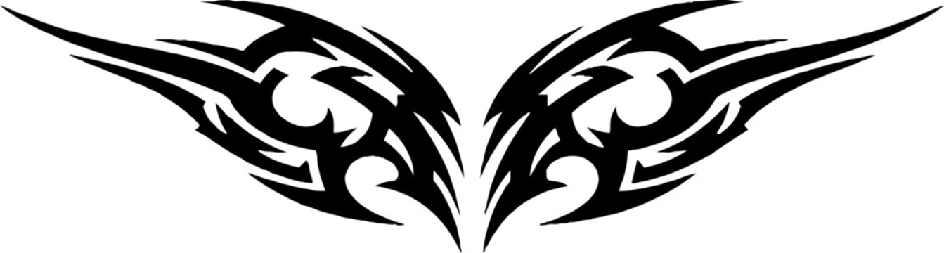 Tribal tattoo style symmetrical abstract wing design