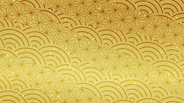 Japanese Traditional Golden Wave and Hemp Leaf Pattern Animation