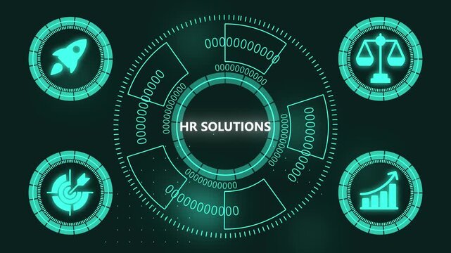 Hr solutions digital hud interface with business and analytics