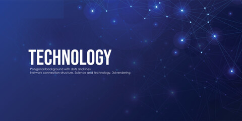 Technology Network Connection Abstract Background with Polygonal Lines and Glowing Dots eps 10 © MEDIA